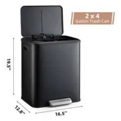 8 Gallon Dual Compartment Trash Can With Inner Buckets, Stainless Steel Garbage Can, Soft Close Lid -The Range Shop GUEST de2b5d41 2aba 4eda bcbf f677825d9a09