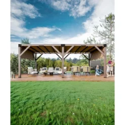 12 X 20 FT Wood Pergola, Retractable Shade Canopy, Outdoor Wood Pergola With Canopy, For Deck, Garden, Backyard -The Range Shop GUEST de344901 8b44 4783 987d d1486f30dda5