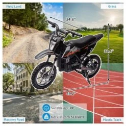 36V Ride On Dirt Bike For Kids,Fast Speed Electric Powered Off-Road Motorcycle,15.5MPH,Led Light,Leather Seat,Disc Brake,Air-Filled Tires,Black -The Range Shop GUEST e07547b6 cd96 466b b707 6d10181cf71a