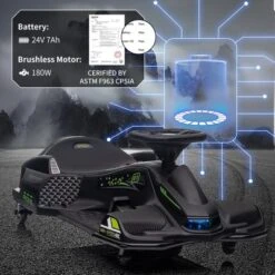 24V Kids Electric Drift Kart Toy With LED Lights, Music, USB Port, Speed Up To 7.5MPH & Low Battery Alarm -The Range Shop GUEST e0d07481 5cda 4c40 af03 43d00028bc83
