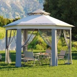 13x13 FT Hexagon Pop Up Gazebo W/ Mesh Windows, Instant Setup Canopy Tent For Outdoor Patio, Backyard, Garden & Events,w/Carry Bag, Adjustable Height -The Range Shop GUEST e0ddc5d4 b26d 419e ae94 36a914a998ea