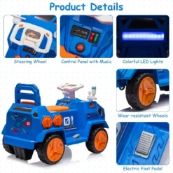 Ride On Car, Electric Car For Kids, LED Flash Lights, Radar Rocket Sound & Music Player With USB Port, For Boys And Girls