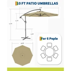 10FT Cantilever Umbrella, Base Included - For 2-6 People, 360-Degree Rotation & Infinite Tilt, Fade-Resistant Canopy For Deck Pool Garden Backyard -The Range Shop GUEST e13900e3 003a 4e98 8034 66ea1be31132 1