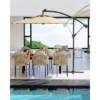 10FT Cantilever Umbrella, Base Included - For 2-6 People, 360-Degree Rotation & Infinite Tilt, Fade-Resistant Canopy For Deck Pool Garden Backyard