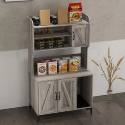 51.1" Large Wooden Cat Litter Box Enclosure | Storage Shelves | Hidden Design | Modern Indoor Cat Cabinet For Organized Storage & Odor Control