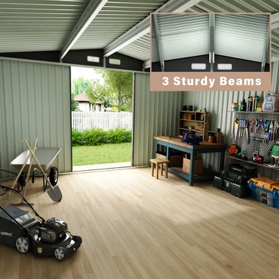 Outdoor Storage Shed 6x8 Ft, Metal Outdoor Tool Storage With Lockable Doors And Sloping Roof, Large Metal Garden Shed For Patio, Backyard, Black 2 Outdoor Storage Shed 6x8 Ft, Metal Outdoor Tool Storage With Lockable Doors And Sloping Roof, Large Metal Garden Shed For Patio, Backyard, Black - Image 2