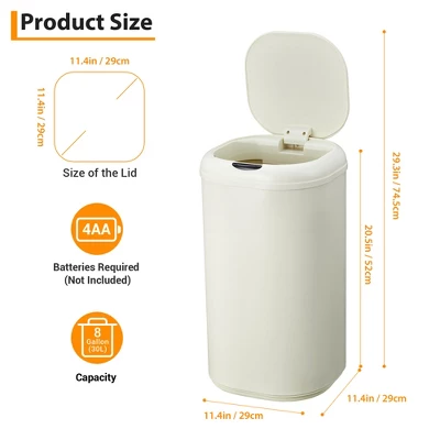 8 Gallon Motion Sensor Trash Can, Automatic Rubbish Bin With Lid, Stainless Steel Garbage Can 7 8 Gallon Motion Sensor Trash Can, Automatic Rubbish Bin With Lid, Stainless Steel Garbage Can - Image 7