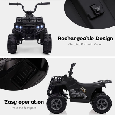 Kids Electric Ride On Car, 12V ATV Battery Powered Toy For Toddlers With LED Lights, Music, High/Low Speed, Battery Powered Quad Toy Vehicle 4 Kids Electric Ride On Car, 12V ATV Battery Powered Toy For Toddlers With LED Lights, Music, High/Low Speed, Battery Powered Quad Toy Vehicle - Image 4