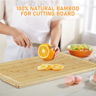 Bamboo Cutting Board, Large Noodle Board With 4 Removable Feet, Juice Groove, Stove Top Covers 4 Bamboo Cutting Board, Large Noodle Board With 4 Removable Feet, Juice Groove, Stove Top Covers - Image 4