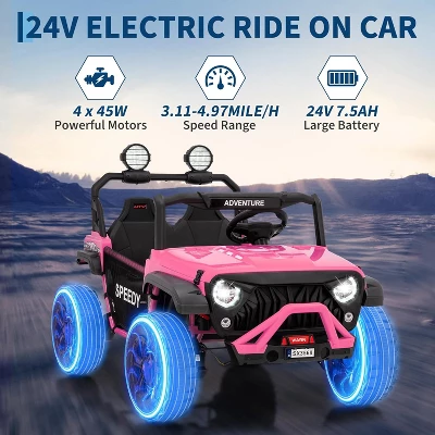 24V Kids Electric Ride-on Truck With Parent Remote Control, Spring Suspension, Parent Safety Brake, Storage, Off-Road Toy Car For Toddlers 3 24V Kids Electric Ride-on Truck With Parent Remote Control, Spring Suspension, Parent Safety Brake, Storage, Off-Road Toy Car For Toddlers - Image 3