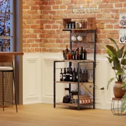 Kitchen Baker Rack, 4-Tier Kitchen Storage Shelf Rack With 10 Hooks, Industrial Microwave Stand, Standing Coffee Bar Table For Spices, Pots And Pans -The Range Shop GUEST e556d076 6d95 4dfe b83b fde9a29d8503