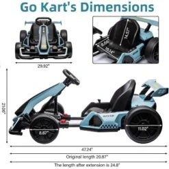 24V Electric Go Kart For Kids, With 2 * 150W Motors, Adjustable Seat, 8mph Speed, Led Lights, For Children Ages 6-15 -The Range Shop GUEST e5642abe 9123 4b1d b384 05f6dfcd9725