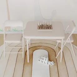 3-Piece Folding Upholstered Table And Chair, Square Card Table And Chair Set With Pu Soft Cushion, Metal Frame Children's Activity Table And Chairs -The Range Shop GUEST e6017328 782a 4c8c 96c2 4d4767cdac3b