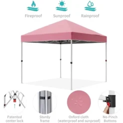 10 X 10 Pop Up Canopy, Beach Tent 3 Adjustable Heights, Easy Up Sun Shade W/ Wheeled Carry Bag, Outdoor Portable Shelter For Events, Parties, Camping -The Range Shop GUEST e6bddf1a cead 4efe ad8b e6de2a30eed1