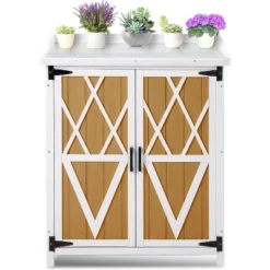 Potting Bench Outdoor Cabinet With Metal Tabletop, Wooden Storage Cabinets Weatherproof, Planting Work Benches With Adjustable Shelf -The Range Shop GUEST e758b23e f421 4d78 ba1f b4b11bf26dca