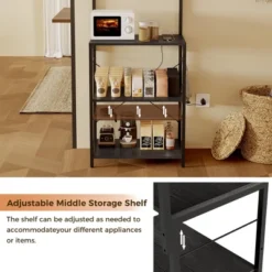 Kitchen Baker Rack, 4-Tier Kitchen Storage Shelf Rack With 10 Hooks, Industrial Microwave Stand, Standing Coffee Bar Table For Spices, Pots And Pans -The Range Shop GUEST e81eef0f f972 450f 8a17 c7b286b067a2