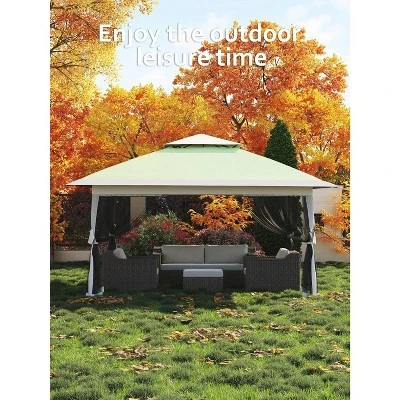 13x13 FT Gazebo Outdoor Canopy Tent, Outdoor Patio Gazebo, With Mosquito Netting, 4 Sandbags & Wheeled Bag, For Backyard 7 13x13 FT Gazebo Outdoor Canopy Tent, Outdoor Patio Gazebo, With Mosquito Netting, 4 Sandbags & Wheeled Bag, For Backyard - Image 7