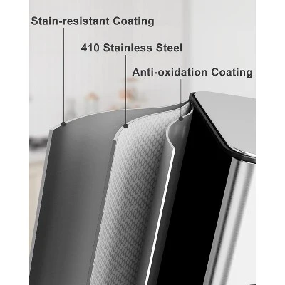 3x5.3 Gallon Trash And Recycle Bin Combo, 3 Compartment Stainless Steel Garbage Can With Soft Close Lids & Removable Inner Buckets For Kitchen Office 2 3x5.3 Gallon Trash And Recycle Bin Combo, 3 Compartment Stainless Steel Garbage Can With Soft Close Lids & Removable Inner Buckets For Kitchen Office - Image 2