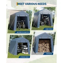 6x6 FT Outdoor Storage Shed With Roll-Up Zipper Door & Mesh Window, Heavy Duty Motorcycle Shed, Portable Carport For Bike Firewood Tools, Grey 12 6x6 FT Outdoor Storage Shed With Roll-Up Zipper Door & Mesh Window, Heavy Duty Motorcycle Shed, Portable Carport For Bike Firewood Tools, Grey -The Range Shop GUEST e95ce7f6 d1e8 4065 aa16 882aa4d6a1c1