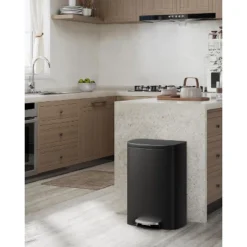 13 Gallon / 50 Liter Step-On Stainless Steel Trash Can With Soft-Close Lid, Slim Garbage Bin With Inner Bucket For Bathroom Or Bedroom, Silver -The Range Shop GUEST e9702c0c 98b2 4f63 8af1 33a945a1cfd2