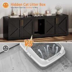 Cat Litter Box Enclosure For 2 Cats, Wooden Litter Box Cabinet, Large Enclosed Cat Box Furniture With Storage Shelf, Soft Cushion -The Range Shop GUEST ea26cd04 6a82 4abe af79 eac337707248