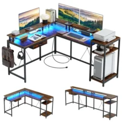 68 Inch Gaming Desk, With Power Outlets And Monitor, Corner Computer Desk, Home Office Desk, For Home, Office, Living Room -The Range Shop GUEST ea3e6521 6f94 413e 967f f74d8f410bd1