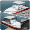 3 Bow Bimini Tops, Mesh Sidewalls Support Poles, Marine Grade Canvas Top, Includes 2 Straps Storage Boot 1 Inch Aluminum Frame