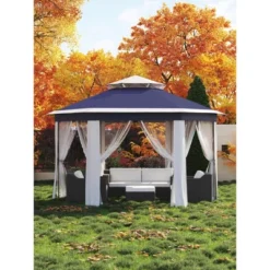 13x13 FT Hexagon Pop Up Gazebo W/ Mesh Windows, Instant Setup Canopy Tent For Outdoor Patio, Backyard, Garden & Events,w/Carry Bag, Adjustable Height -The Range Shop GUEST ec60406e 0bec 4472 a6c0 ff65626f69cf