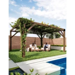 12x14 FT Wood Pergola With Retractable Shade Canopy, Wood Gazebo, Solid Structure, Durable Outdoor Pergola For Patio, Backyard, Deck, Garden -The Range Shop GUEST ed0440ec ad61 4aa1 a0c6 39f3798e8177