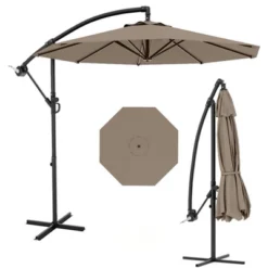10FT Cantilever Umbrella With Cross Base - 2-6 People, Outdoor Offset Design With Crank Lift, Fade-Resistant Canopy For Deck Pool Garden Backyard -The Range Shop GUEST ed5b56db 7a57 4f09 b495 12365f12a1ae