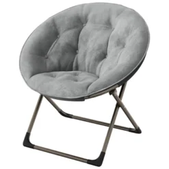 Saucer Chair, Comfy Chair Faux Fur Lounge Moon Chair With Folding Metal Frame, Flower Accent Seat -The Range Shop GUEST ee52ffbe c782 4a55 a2d2 b0adafa9baa5