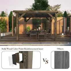 10x12 FT Wood Pergola With Retractable Canopy, Retractable Shade Canopy, Durable, Rot Resistant, For Backyard, Deck, Garden, Outdoor Entertaining -The Range Shop GUEST efdbca82 eb11 4a15 97f7 17209600668d