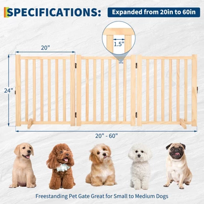 Wooden Freestanding Dog Gate, Folding Wooden Gates For Dogs Indoor For Doorways Stairs , Panel Dog Gate With No-Slip Mat 6 Wooden Freestanding Dog Gate, Folding Wooden Gates For Dogs Indoor For Doorways Stairs , Panel Dog Gate With No-Slip Mat - Image 6