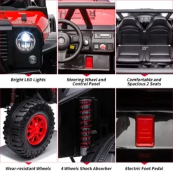 24V 2-Seater Kids Ride On Truck Car With Remote Control, Powered Electric Vehicles, 2WD Dual Motors Vehicle With LED Light Music For Boys And Girls