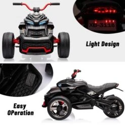 12V 3 Wheeler Ride On ATV Electric Motorcycle, W/Led Lights, High & Low Speed, Horn, Music, USB, Treaded Tires, For Kids Gift -The Range Shop GUEST f324a071 05d8 411d b71c cd4ec83dd0bc