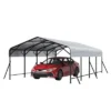 Metal Carport, Metal Garage With Base And Reinforced Frame For All Weather, Heavy Duty Carports For Rucks, Tractors Or Party