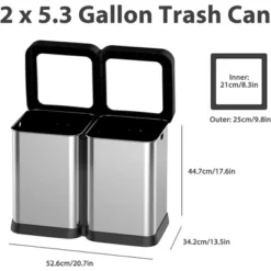10.6 Gallon Dual Compartment Trash Can, Stainless Steel Garbage Can, Open Top Kitchen Waste Bin -The Range Shop GUEST f4e37e74 0a52 4536 b9bd 7e097393072e