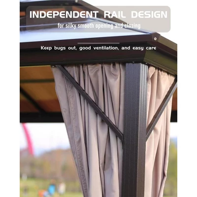Outdoor Gazebo, Heavy Duty Hardtop Gazebo With Aluminum Frame, Double Roof Canopy, Curtains And Netting, Pergolas For Patios, Garden, Lawns 2 Outdoor Gazebo, Heavy Duty Hardtop Gazebo With Aluminum Frame, Double Roof Canopy, Curtains And Netting, Pergolas For Patios, Garden, Lawns - Image 2