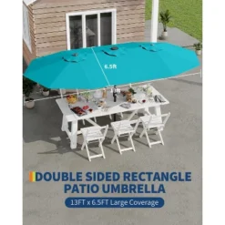 13 Ft Extra Large Double-Sided Patio Umbrella, Outdoor Umbrella With Water-Resistant Polyester Canopy, Crank Handle And 12 Strong Steel Ribs -The Range Shop GUEST f6125985 7f7e 434a baf0 d86d2e3a4b88