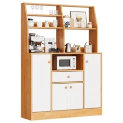 Kitchen Pantry Cabinet With Drawers - Wood Sideboard Buffet With Doors, Adjustable Shelf, Storage Rack, Coffee Bar Station For Kitchen Dining Room -The Range Shop GUEST f64b77e3 8509 4607 9d87 2b6228480657