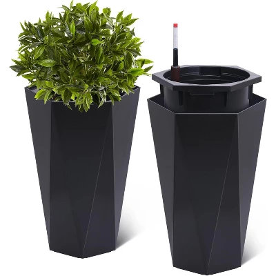 22.5 Inch Tall Diamond Planters (Set Of 2), Self-Watering With Water Level Monitor & Wheels, Flower Pots For Patio, Living Room 8 22.5 Inch Tall Diamond Planters (Set Of 2), Self-Watering With Water Level Monitor & Wheels, Flower Pots For Patio, Living Room - Image 8