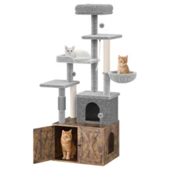 Cat Tree With Litter Box Enclosure - Hidden Cat Washroom, Indoor Kitten House With Scratching Posts, Multi Platform And Condo, Cat Tower, Hammock -The Range Shop GUEST f851270b fce6 45f6 82f9 ea04c2fa9d6e