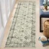 Washable Vintage Floral Living Room Rugs, Distressed Print Non Slip Bedroom Carpet, Retro Accent Large Dining Room Kitchen Rugs For Home Office