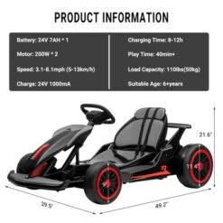 24V Kids Go Kart, Powerful Drift Kart With Dual 150W Motors, High Speed Electric Outdoor Ride On Toy, Battery Powered Ride On Racing Car With Music -The Range Shop GUEST f8c89a25 865d 413a 8448 33fbb9901bd0
