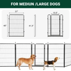 Dog Playpen For Large Medium Small Dogs, Metal Dog Fence With Gate,40 Inch 8 Panels Outdoor Pet Play Pen，Portable And Fold Up Puppy Exercise Pen