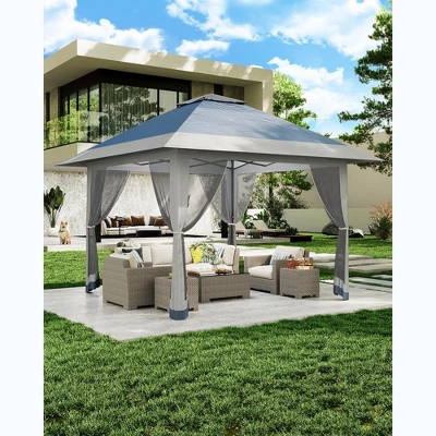 13x13 FT Gazebo Outdoor Canopy Tent, Outdoor Patio Gazebo, With Mosquito Netting, 4 Sandbags & Wheeled Bag, For Backyard 6 13x13 FT Gazebo Outdoor Canopy Tent, Outdoor Patio Gazebo, With Mosquito Netting, 4 Sandbags & Wheeled Bag, For Backyard - Image 6