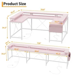 U Shaped Gaming Desk, Reversible Shaped Large Computer Desk With Monitor Stand, Large Corner Office Desk Storage Bag And Hooks, Pink 12 U Shaped Gaming Desk, Reversible Shaped Large Computer Desk With Monitor Stand, Large Corner Office Desk Storage Bag And Hooks, Pink -The Range Shop GUEST fa5cf2c0 9ce3 4b6f a0e8 ec2789aa3bdc