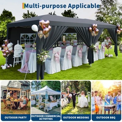 Pop Up Canopy Tent With 6 Removable Sidewalls, Large Outdoor Canopies With Adjustable Heights, Easy Up Commercial Canopy Tents For Parties 2 Pop Up Canopy Tent With 6 Removable Sidewalls, Large Outdoor Canopies With Adjustable Heights, Easy Up Commercial Canopy Tents For Parties - Image 2