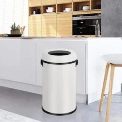 17 Gallon/65 Liter Swing Top Trash Can, Stainless Steel Rubbish Bin, Commercial Grade Waste Container, Round Garbage Can For Outdoor, Indoor White -The Range Shop GUEST fb0b32ca 1643 46f7 9e59 eb24a9092463