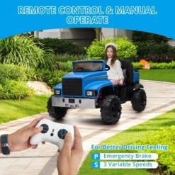 12V Electric Ride-On Truck Car With Remote Control, 4WD, Electric Dump Bed, 4x200W Motors, And 3 Speed Settings – 2-Seater Utv For Kids